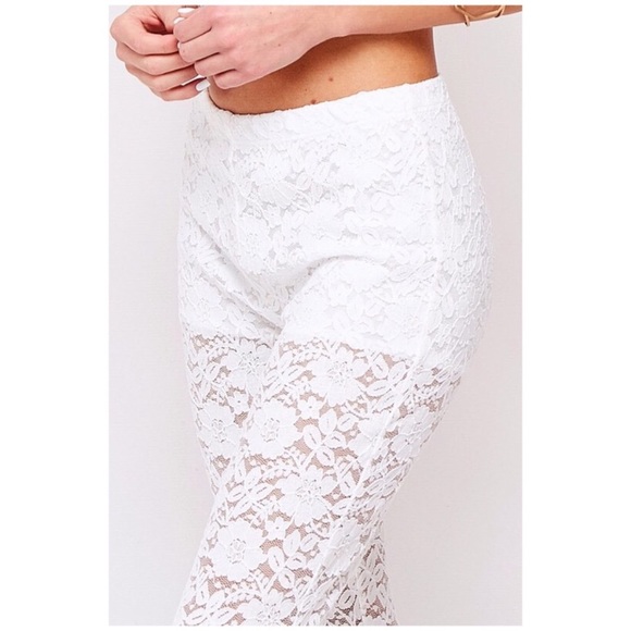 SOLD OUT Ivory Boho Lace Flare Festival Pants - Picture 6 of 6